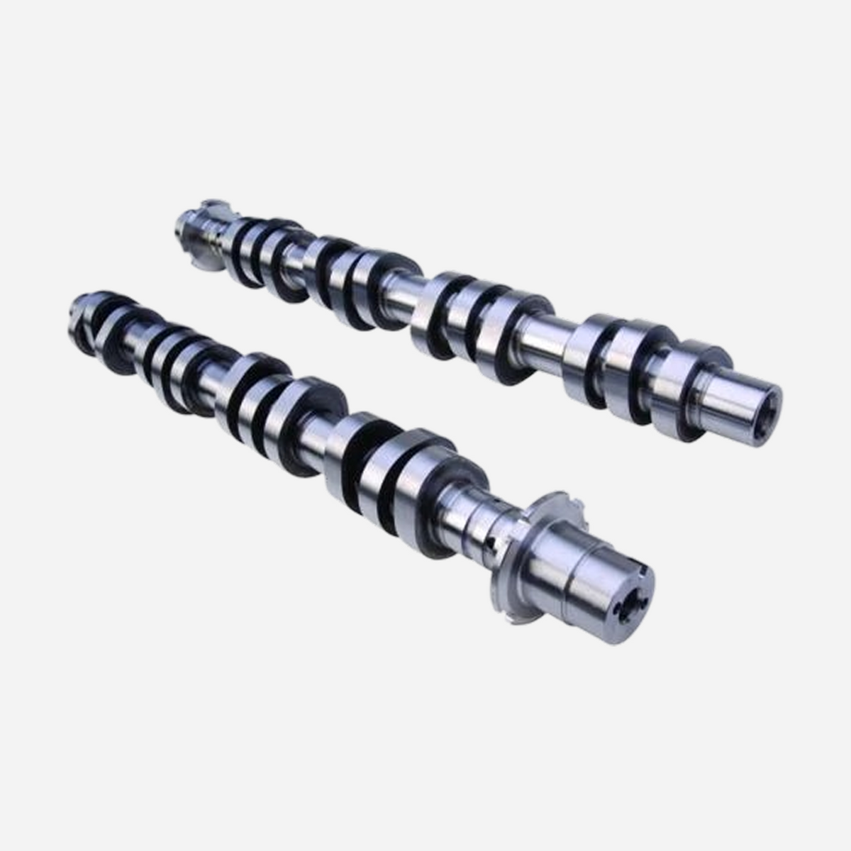 Ford Performance high lift camshaft set for 2005-2010 Mustang GT hot rod engine upgrade, with detailed camshaft images.