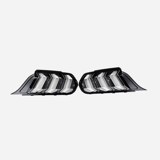 Ford Performance Mustang clear tail lamp kit for 2018-2023 models, featuring sleek, transparent tail lights with LED accents.