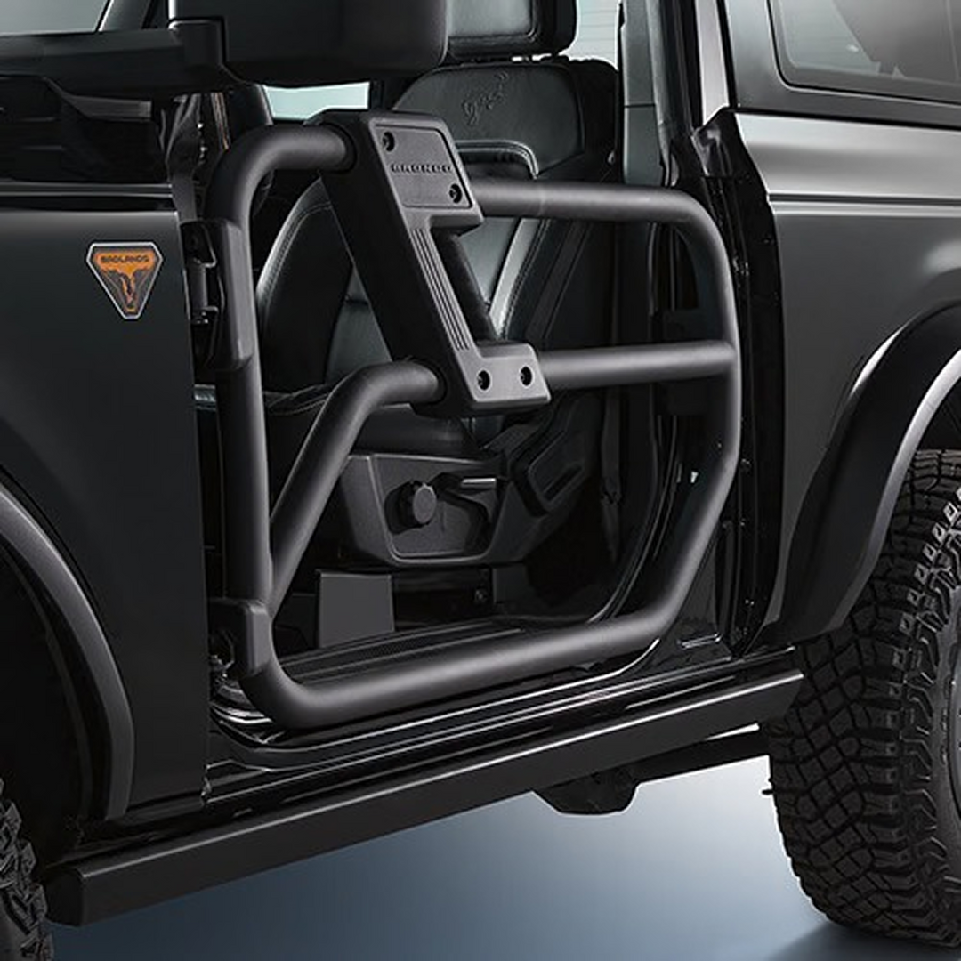 Ford Performance 2021-2024 Bronco tube door kit with two door bars, designed for off-road protection and vehicle customization.