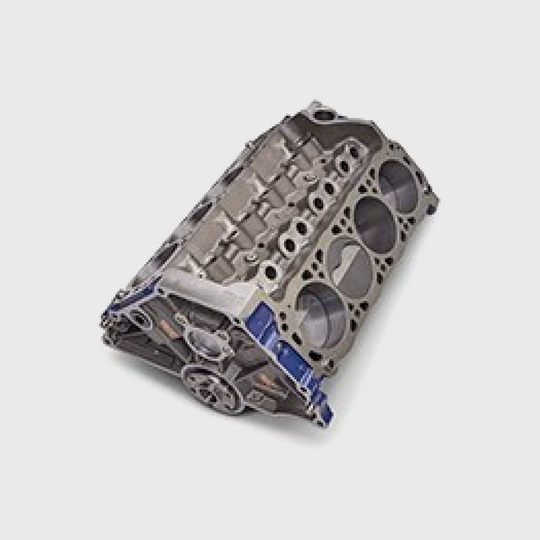 Ford Performance 347 cubic inch Boss short block engine shown with metal components and engine block details.