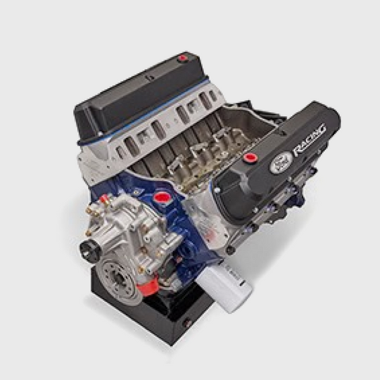 Ford Performance 427 cubic inch 535 HP Boss crate engine with Z2 heads and front sump pan, ready for high-performance automotive use.