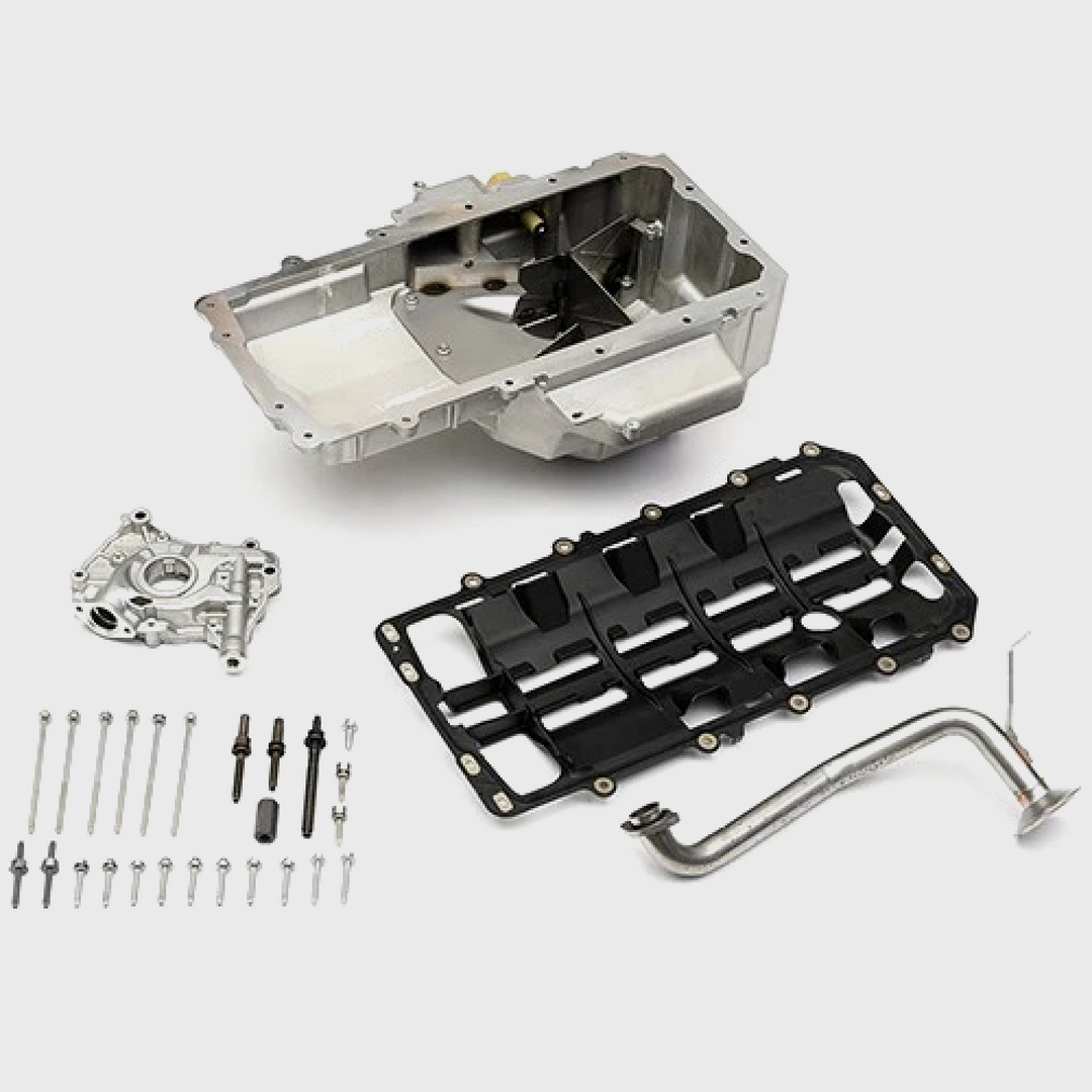 Ford Performance 5.0L/5.2L GT500 aluminum oil pan and pump kit for high-performance engine oil system, part M-6675-M52S.