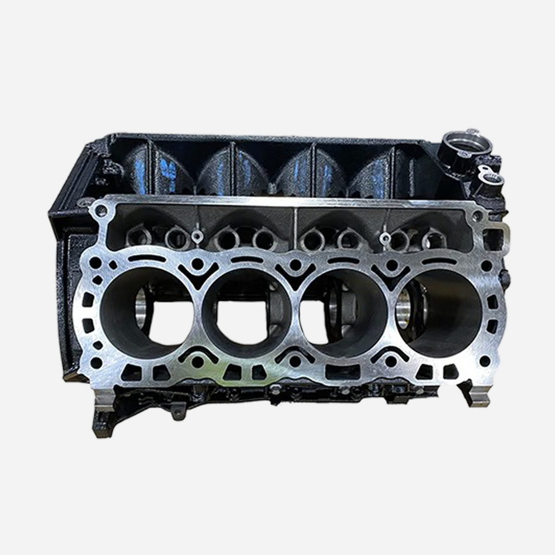 Ford Performance 7.3L gas engine race block showing the engine block with detailed casting and mounting points.