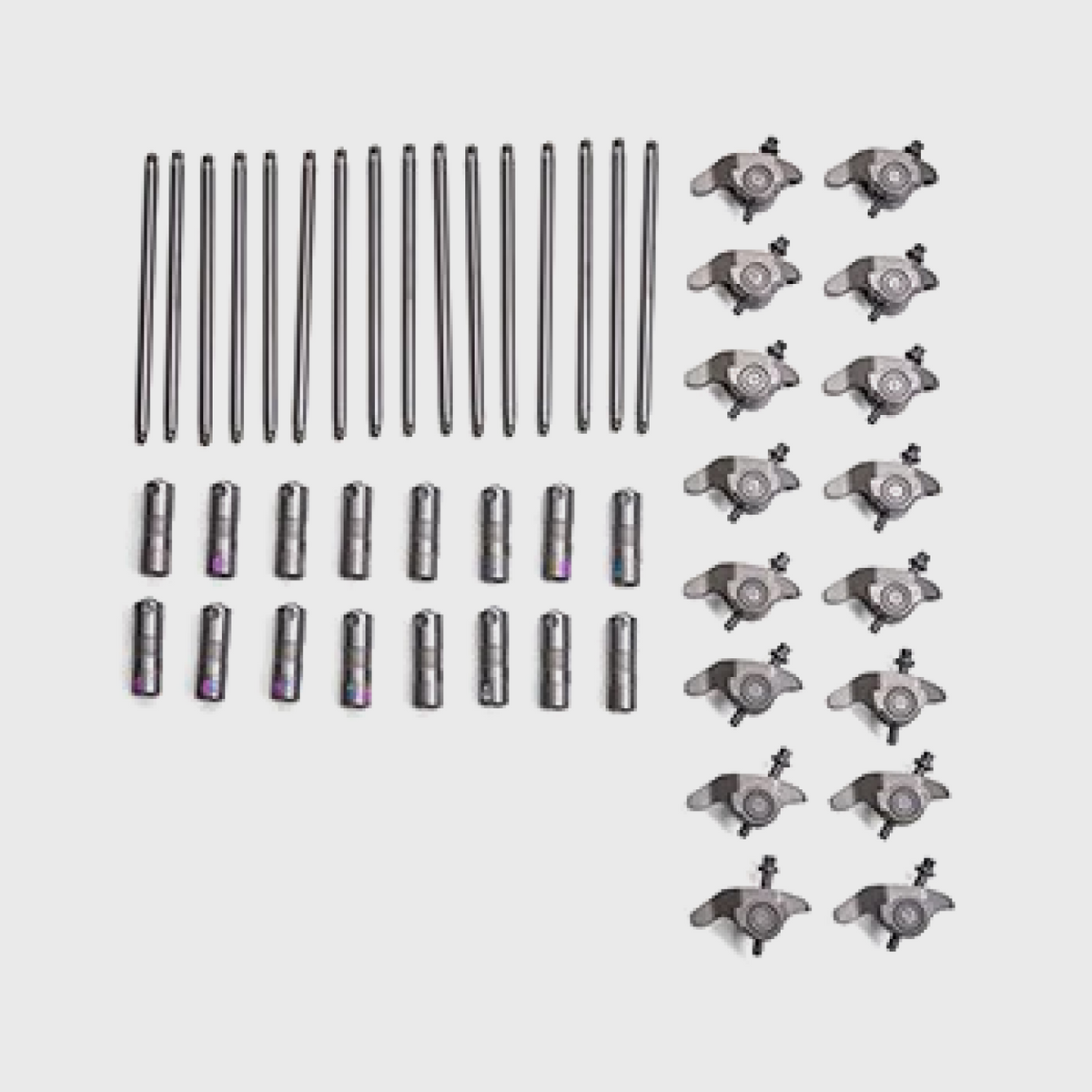 Ford Performance 7.3L Valvetrain Kit with pushrods, rockers, and lifters for drivetrain engine components.