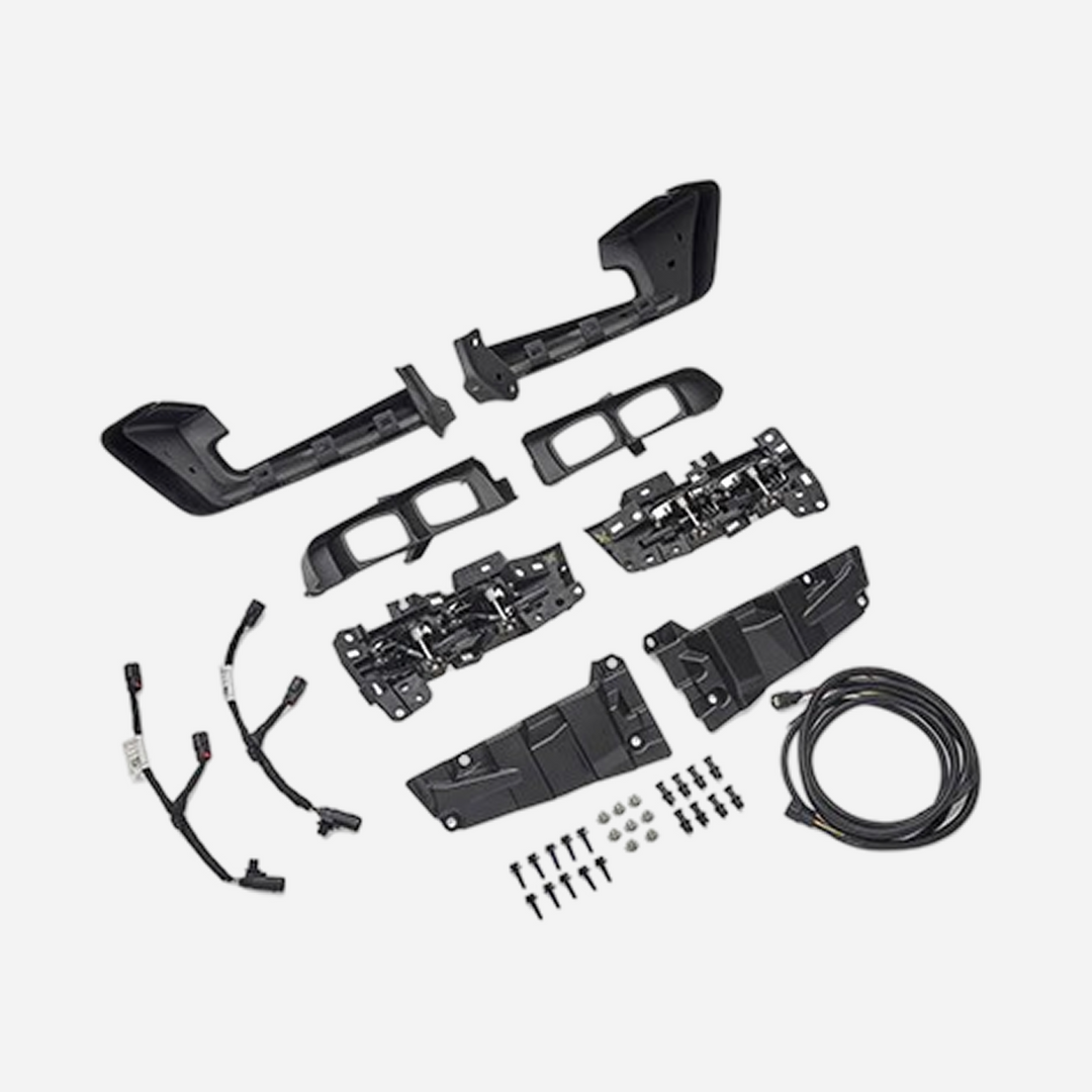 Ford Performance Bronco auxiliary lighting kit installed on modular front bumper, featuring multiple lights for enhanced visibility.