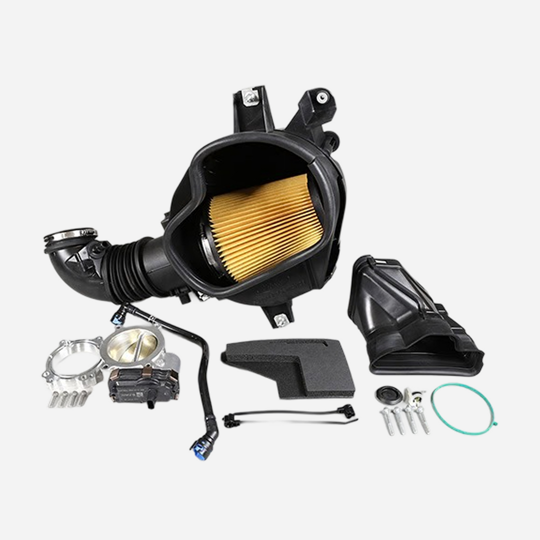 Ford Performance 2018-2021 Mustang GT calibration kit with cold air intake and throttle body for improved engine performance.