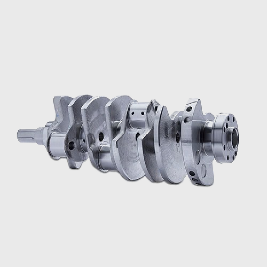 Ford Performance Coyote 5.2L forged crankshaft, high-performance engine component, with detailed machining and precise craftsmanship.