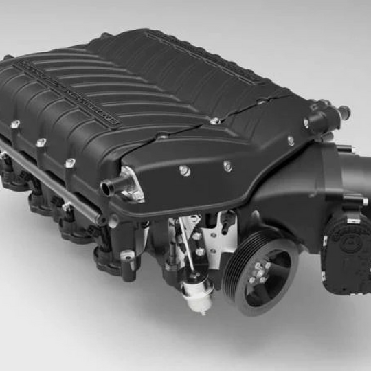 Whipple Superchargers Ford Mustang GT 3.0L Stage 2 supercharger kit for 2018-2021 models, featuring a large metal supercharger component.
