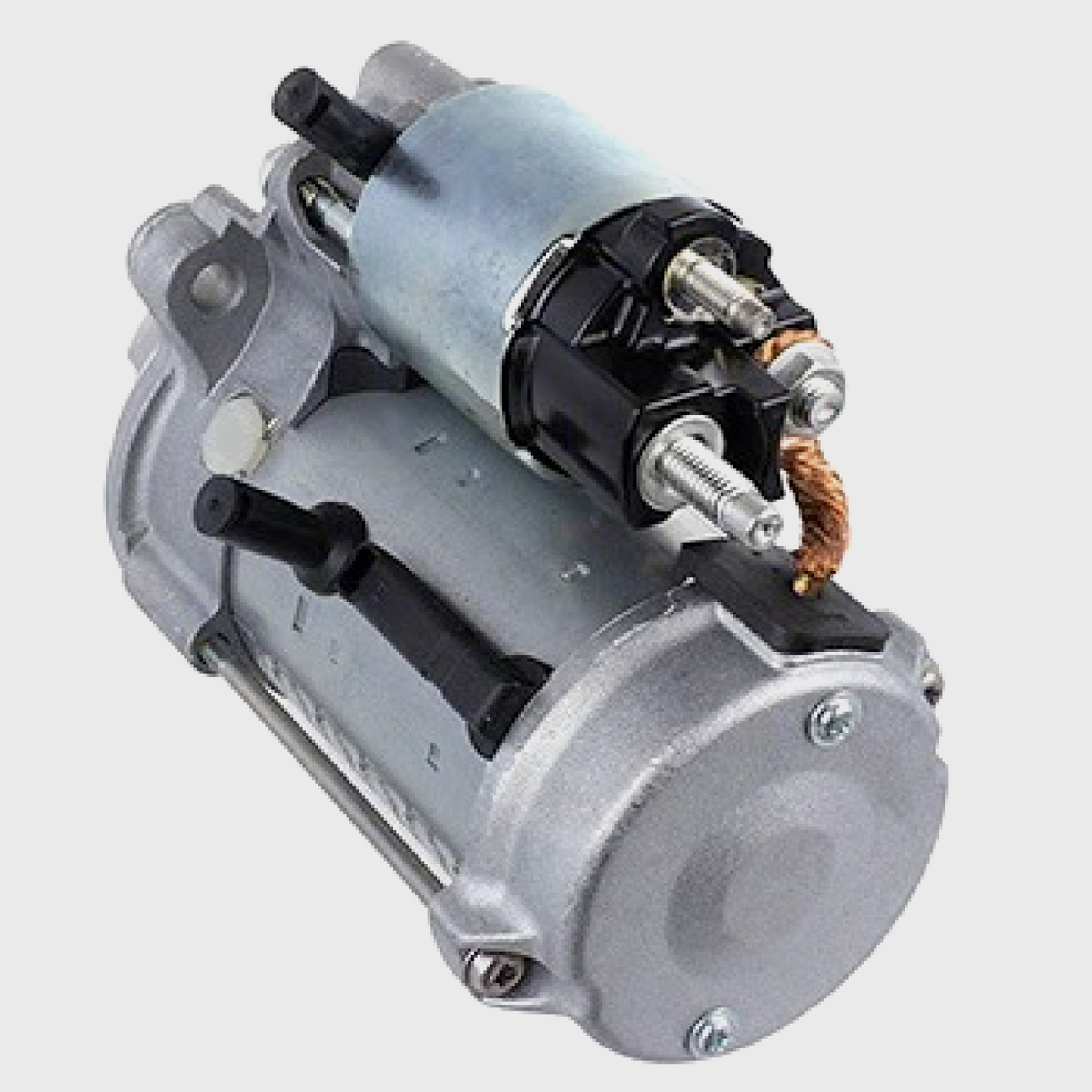 Ford Performance high-torque mini starter for 5.0L Coyote and modular engines, showing the compact, durable starter unit.