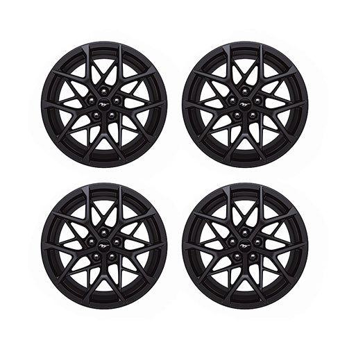 Ford Performance Mustang Mach 1 wheel kit featuring 19-inch x 10.5-inch and 19-inch x 11-inch wheels with a sleek design.