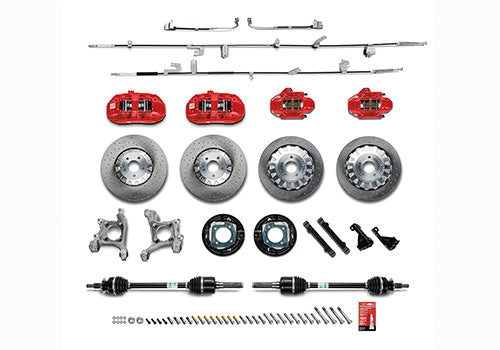 Ford Performance Mustang GT350R brake kit from 2015-2023, featuring high-performance brake calipers and rotors.