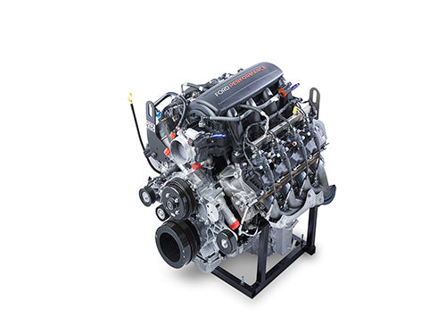 Ford Performance 7.3L MEGAZILLA™ 615HP crate engine with multiple cylinders and high-performance design, shown in the image.
