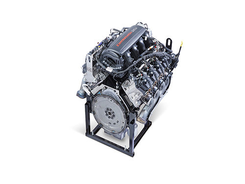Ford Performance 7.3L MEGAZILLA™ 615HP crate engine with detailed view of the powerful engine block and components.