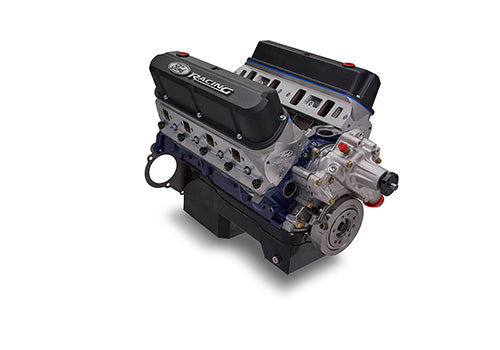 Ford Performance 363 cubic inch 507 HP crate engine with Z2 cylinder heads and rear sump pan, shown from side view.