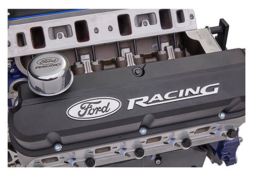 Ford Performance 363 cubic inch, 507 HP crate engine with Z2 heads and rear sump pan, shown from front angle.