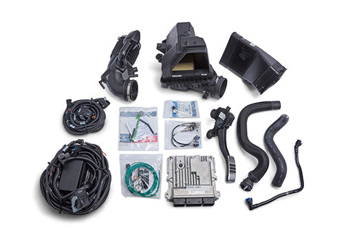 Ford Performance GEN 4X Coyote Control Pack with 10R80 automatic transmission, featuring electronic control modules and wiring.