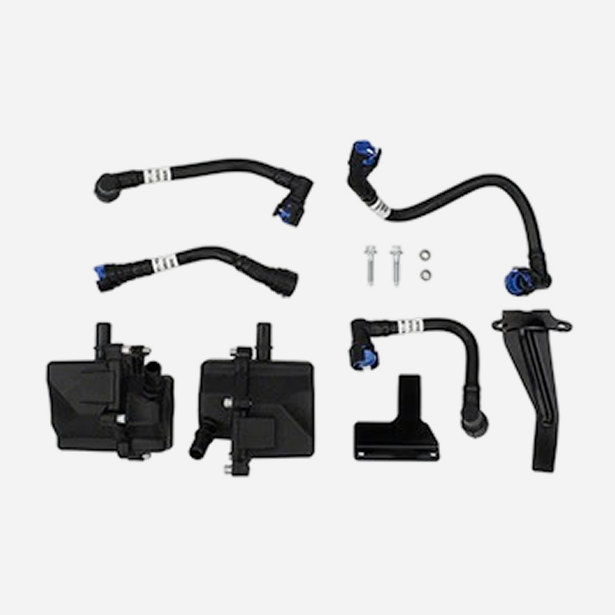 Ford Performance 2021-2023 F-150 3.5L EcoBoost air and oil separator kit showing the separator components and hoses.