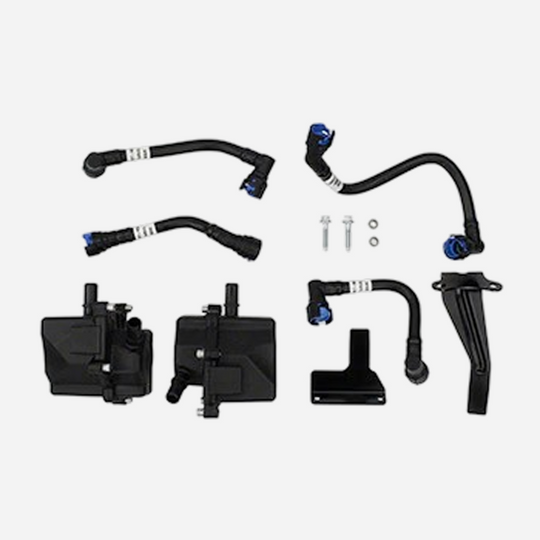 Ford Performance 2021-2023 F-150 3.5L EcoBoost air and oil separator kit showing the separator components and hoses.