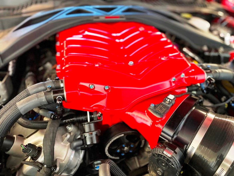 Whipple Superchargers Shelby GT500 supercharger system 2020-2022, with polished metal components and branding visible