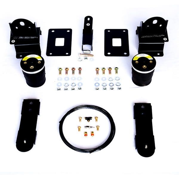 IHC Suspension 2021-Present F-150 Helper Bag Kit for lowered F-150 trucks, showing air helper bags and mounting hardware.